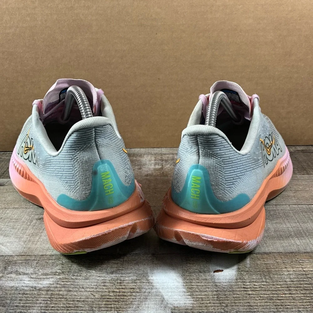 Hoka One One Mach 6 Running Shoes Women’s Size 10.5B Blue Pink Orange Sneakers - Picture 5 of 11